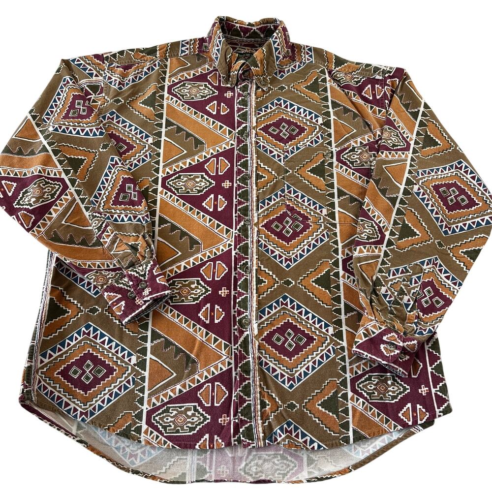 American Eagle Vintage Aztec Southwest Print Button Down Shirt men’s size Large